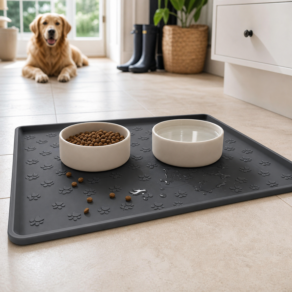 Raised-Edge Silicone Pet Bowl Mat