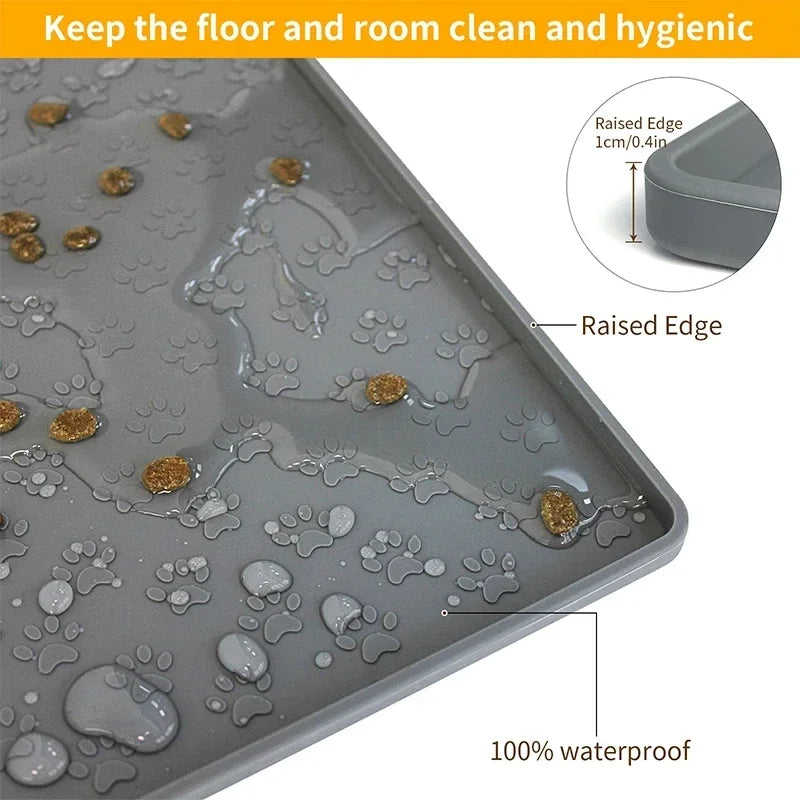 Raised-Edge Silicone Pet Bowl Mat