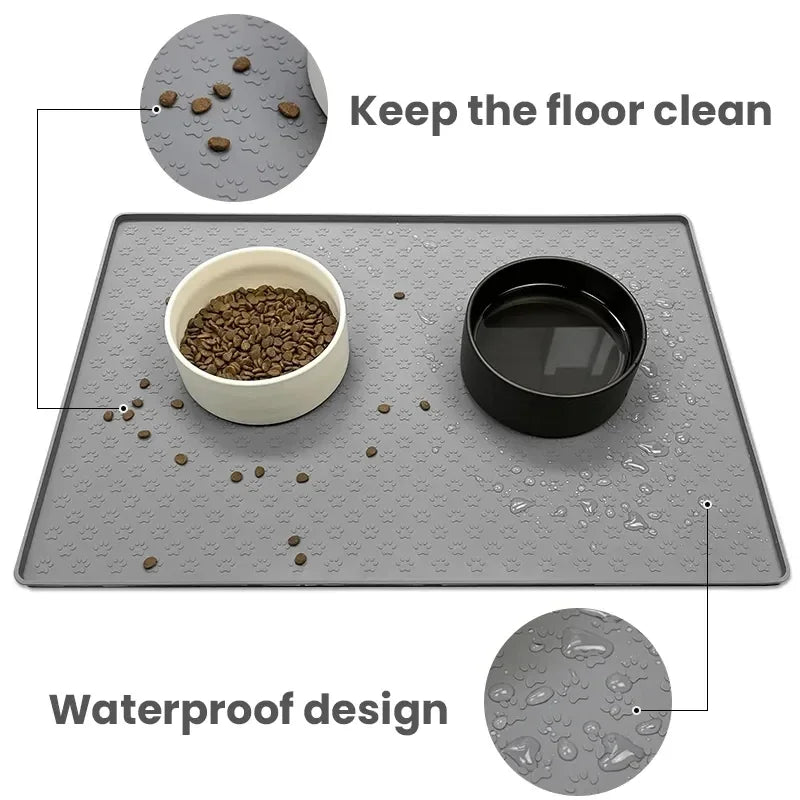 Raised-Edge Silicone Pet Bowl Mat