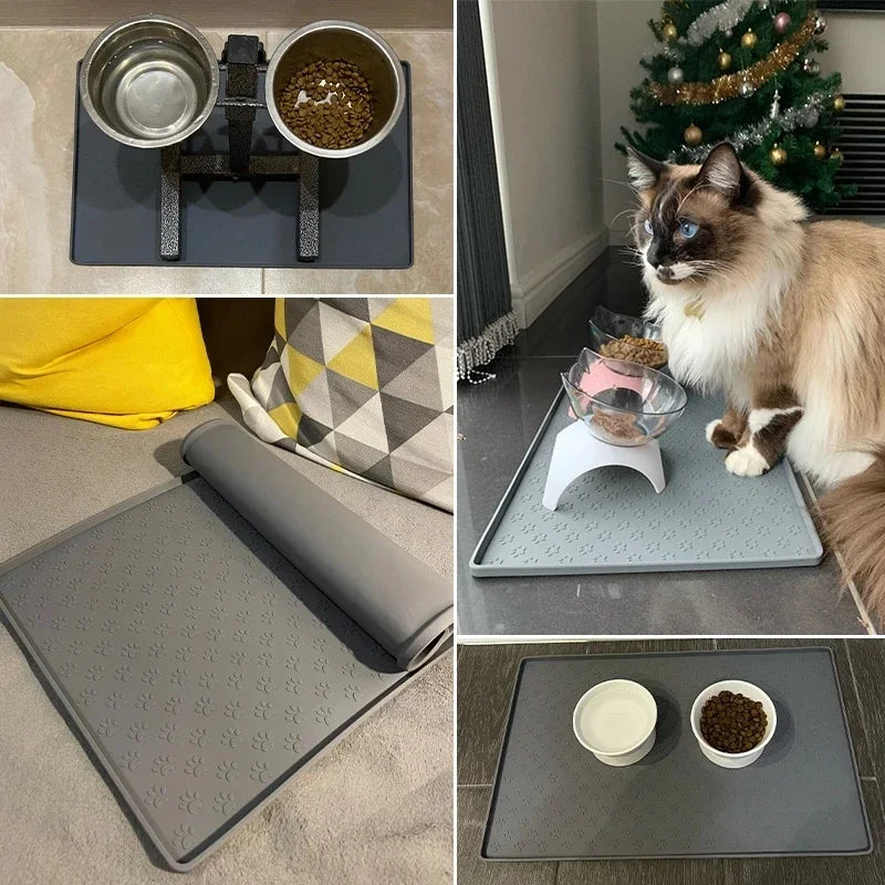 Raised-Edge Silicone Pet Bowl Mat