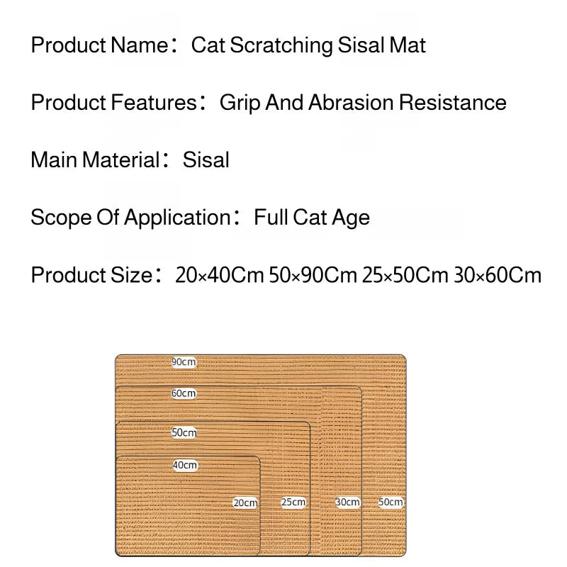 Sisal Cat Scratch Furniture Guard Mat